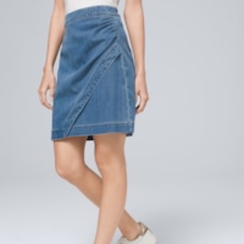 Silky Soft Denim Faux-Wrap Skirt